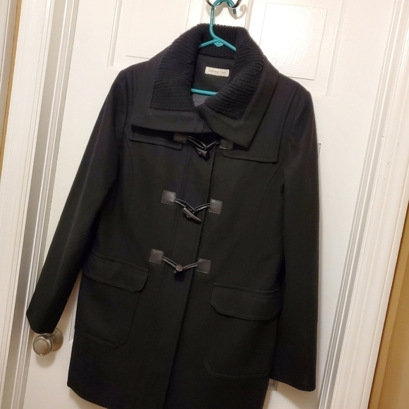 Coldwater Creek Black Wool Blend winter coat size Large - Picture 10 of 11